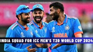 India Squad for ICC Men’s T20 World Cup 2024