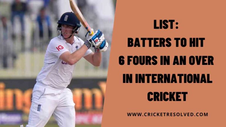 List: Batters to Hit 6 Fours in an Over in International Cricket