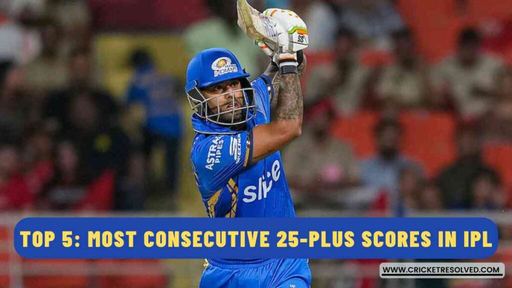 Top 5: Batters with Most Consecutive 25-Plus Scores in IPL