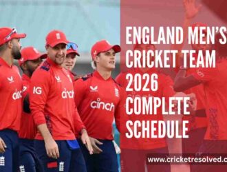 England Men’s Cricket Team 2026 Complete Schedule