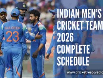 Indian Men’s Cricket Team 2026 Complete Schedule