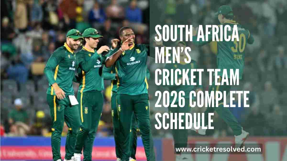 South Africa Men’s Cricket Team 2026 Complete Schedule