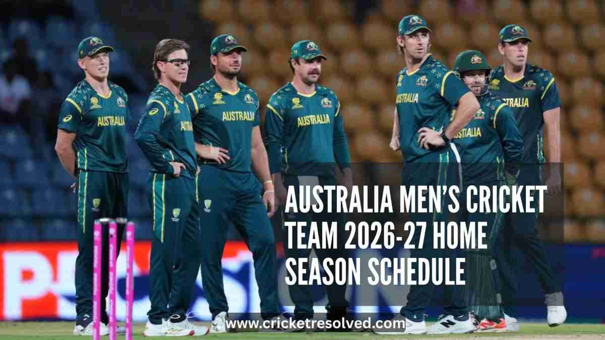 Australia Men’s Cricket Team 2026-27 Home Season Schedule