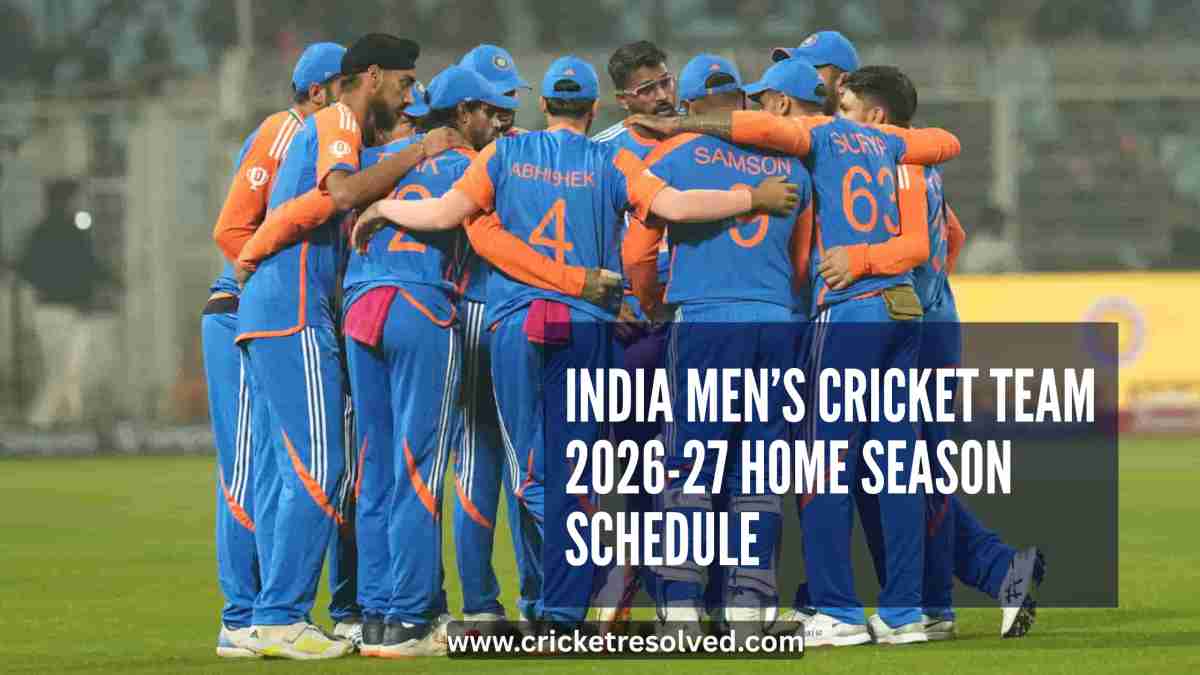 India Men’s Cricket Team 2026-27 Home Season Schedule