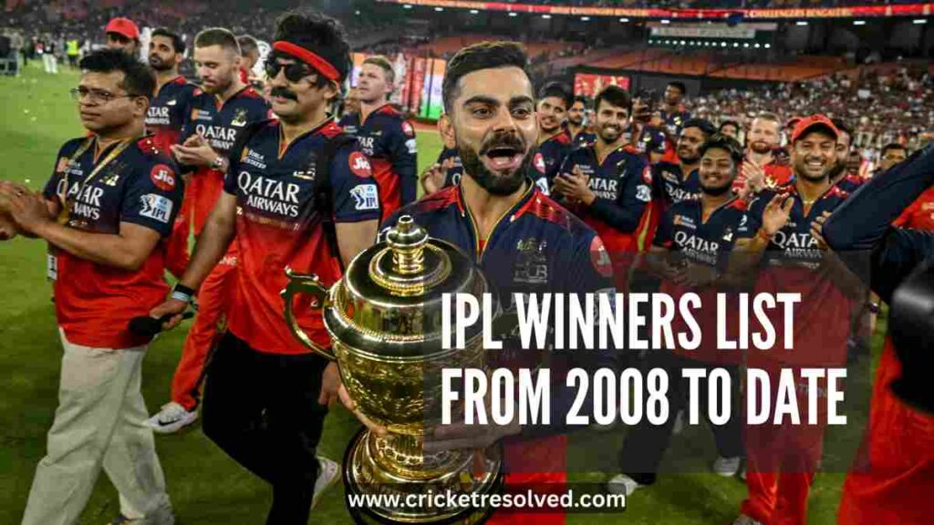 IPL Winners List from 2008 to Date