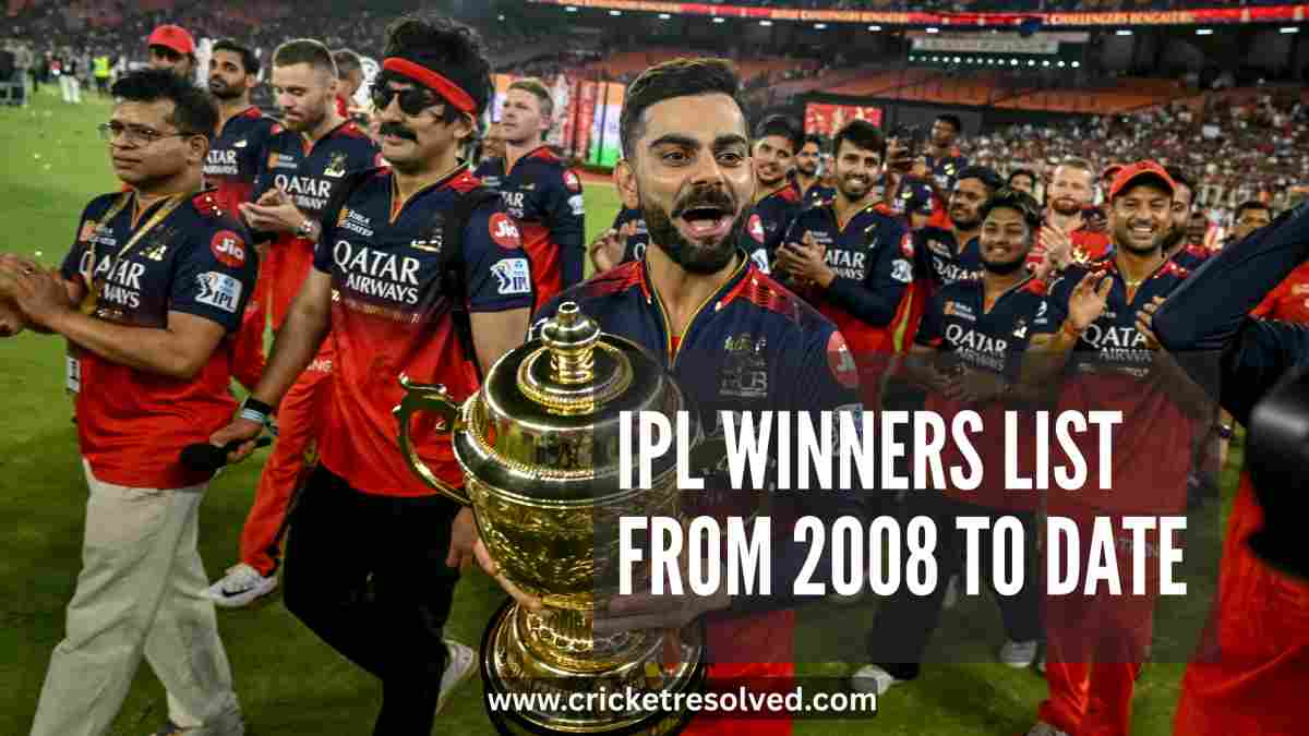 IPL Winners List from 2008 to Date